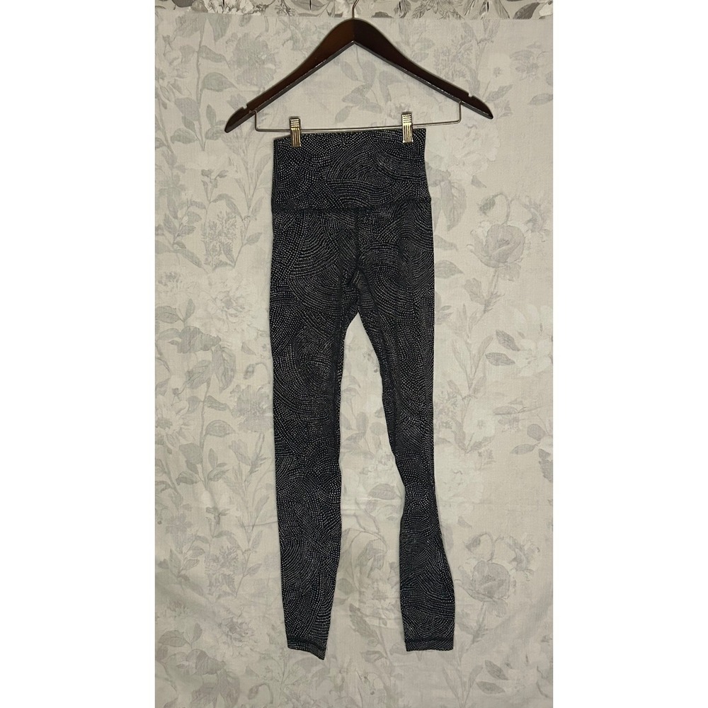 Athletic Leggings Black White Dot Print High Waist Activewear Pants Women